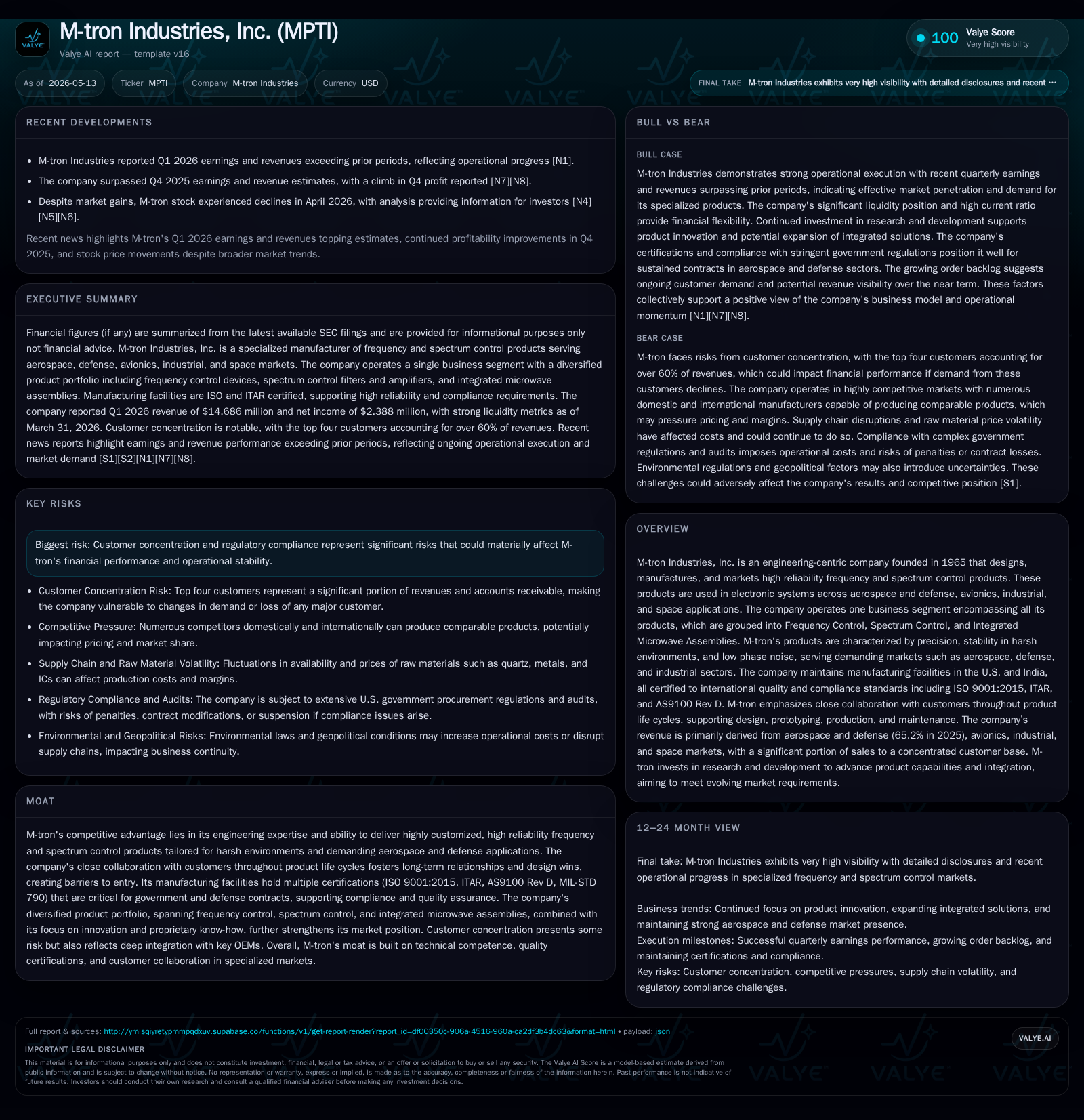 M-tron Industries Expands Aerospace and Defense Orders with Improved Margins and Strong Liquidity