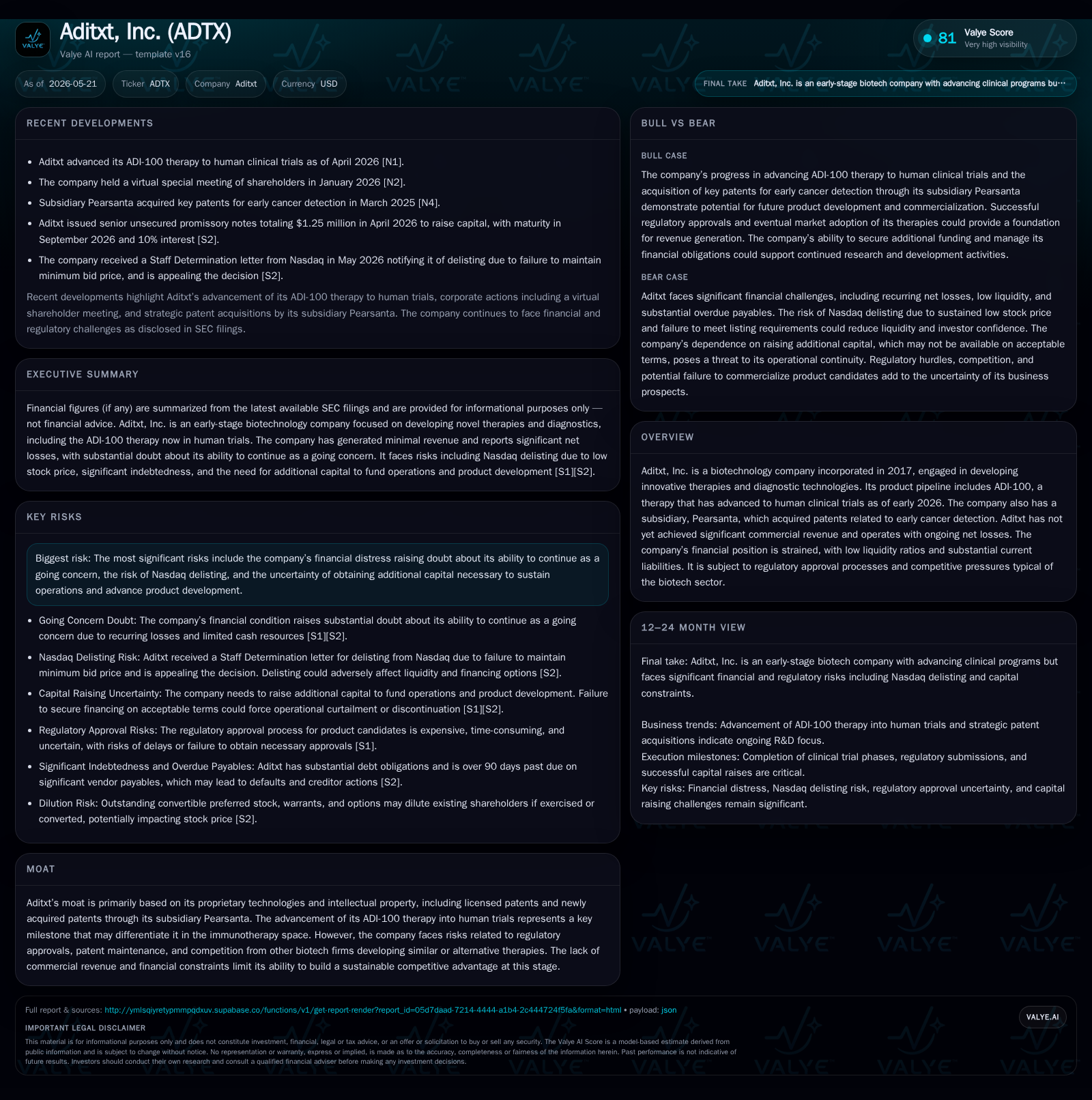 Aditxt Faces Severe Liquidity Crisis as ADI-100 Enters Clinical Trials