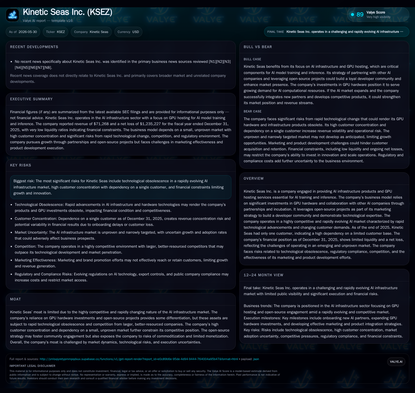 Kinetic Seas Inc. Struggles with Customer Concentration and Financial Constraints in AI Infrastructure Market