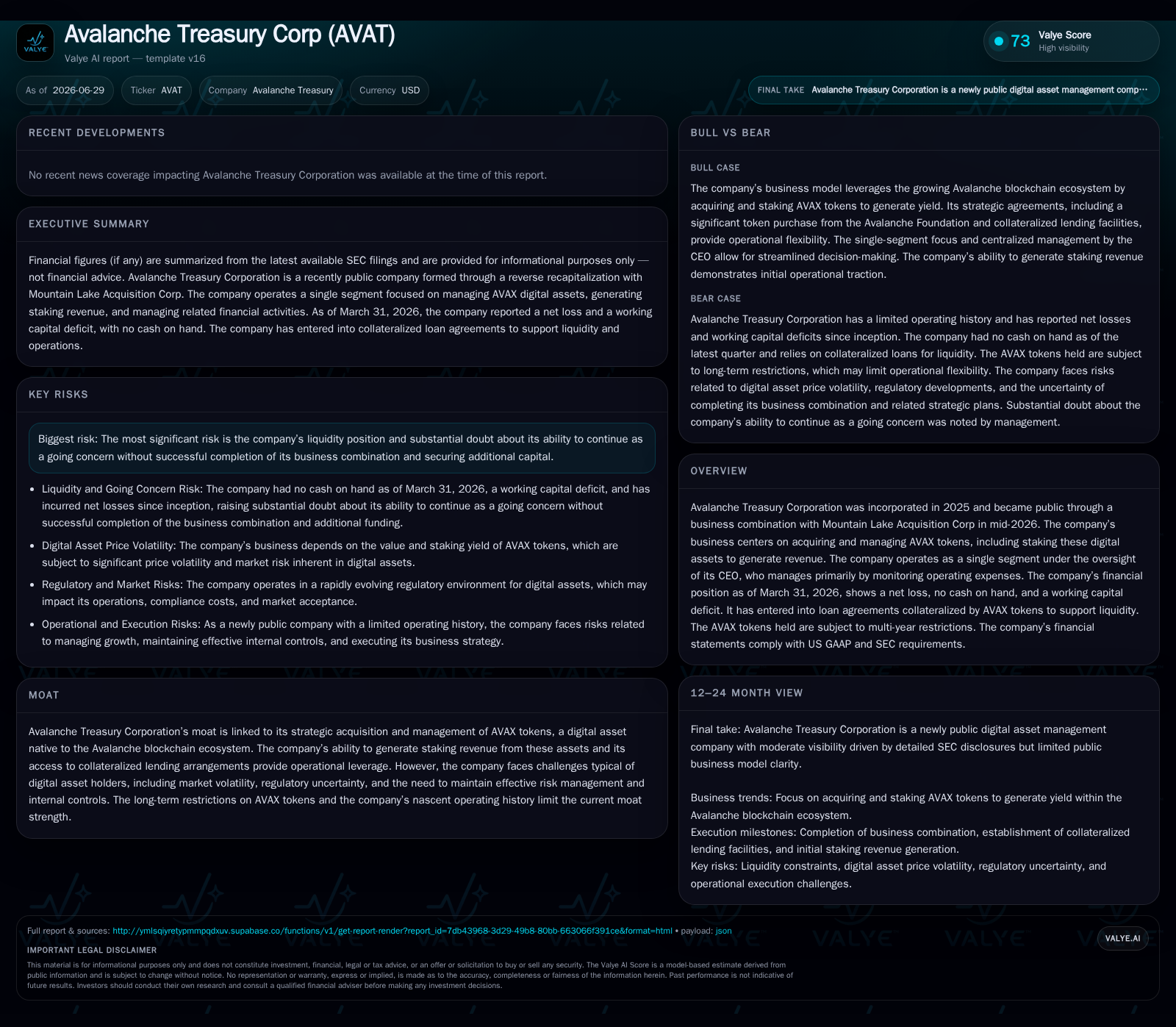 Avalanche Treasury Corp Faces Capital and Token Restriction Headwinds in Emerging Digital Asset Sector