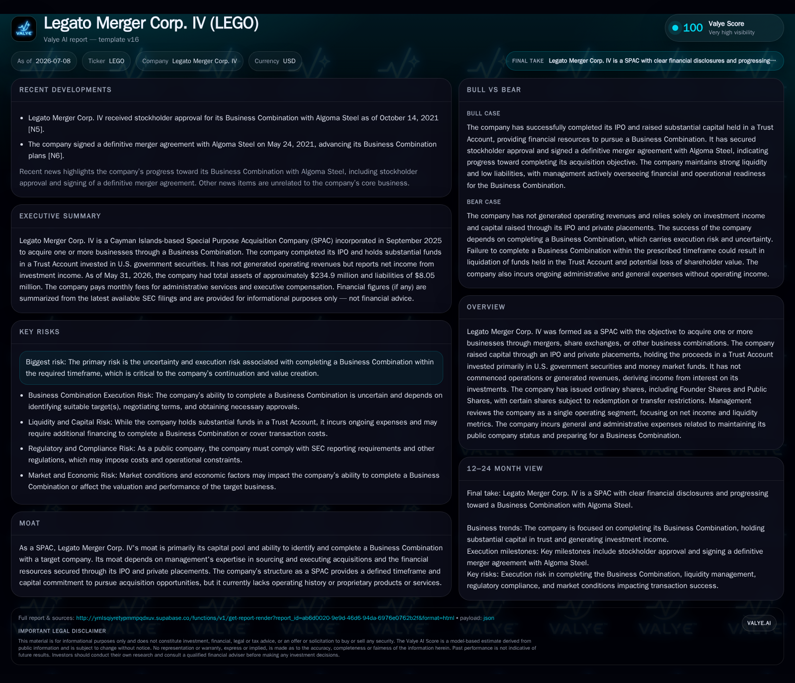 Capital Positioning and Deal Execution Challenges Shape Legato Merger Corp. IV’s Outlook