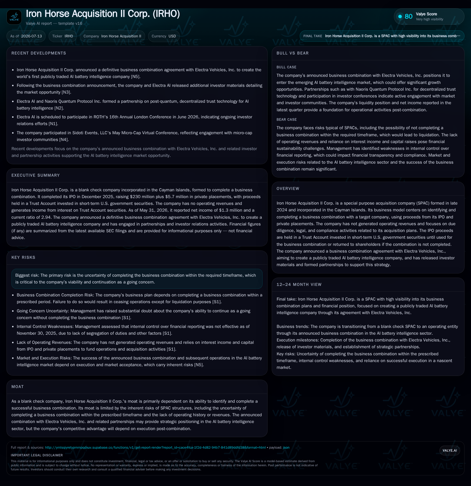 Iron Horse Acquisition II Advances AI Battery Intelligence Merger with Electra Vehicles