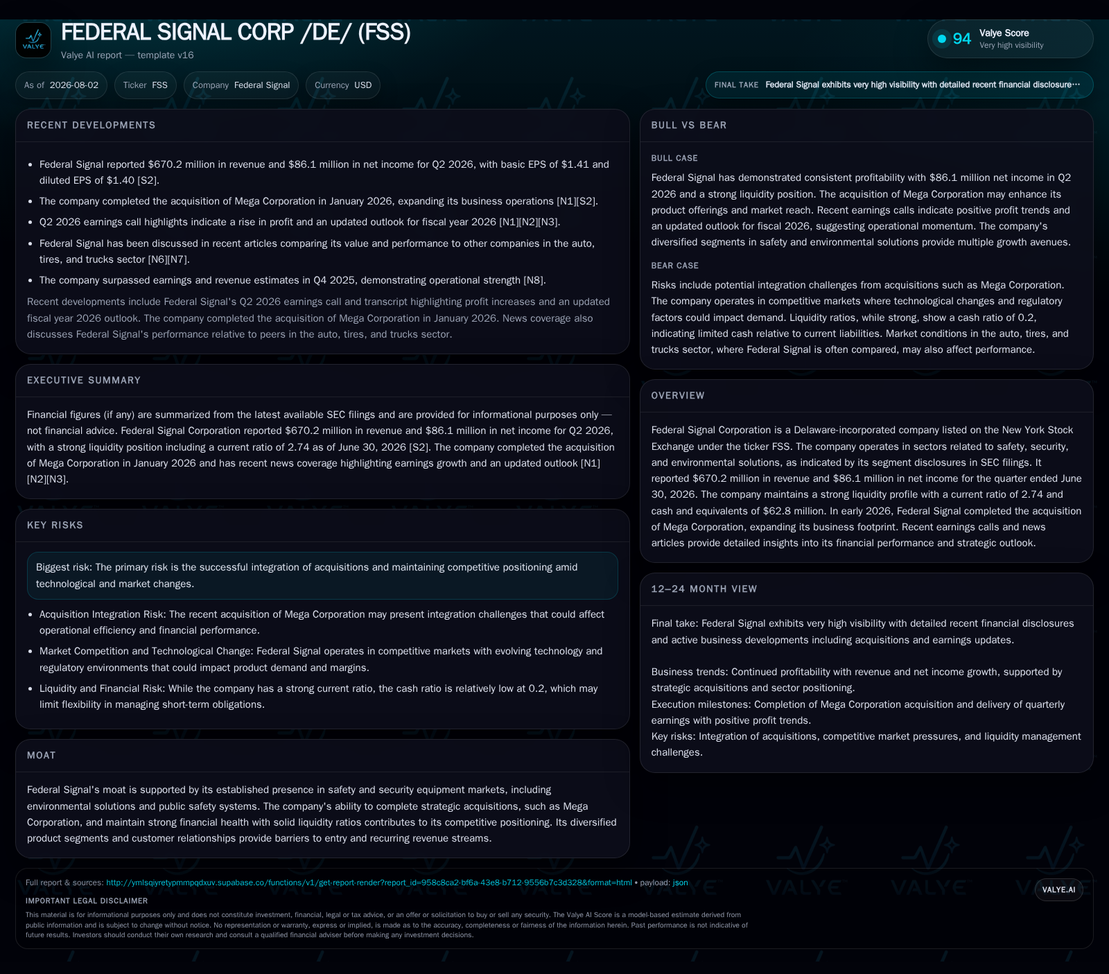 Federal Signal Expands Product Footprint Through Strategic Acquisition and Drives Margin Improvement