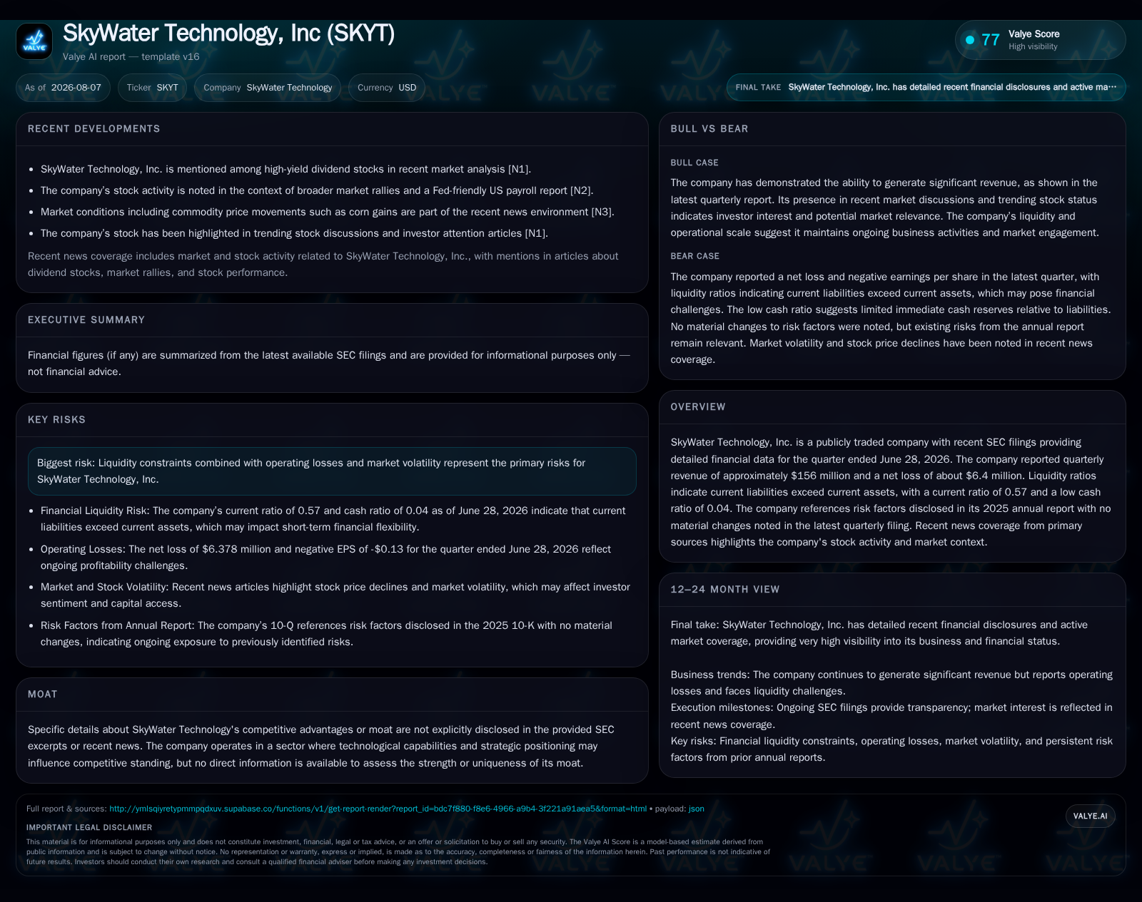 SkyWater Technology Faces Liquidity Pressure Amid Modest Revenue and Operating Losses