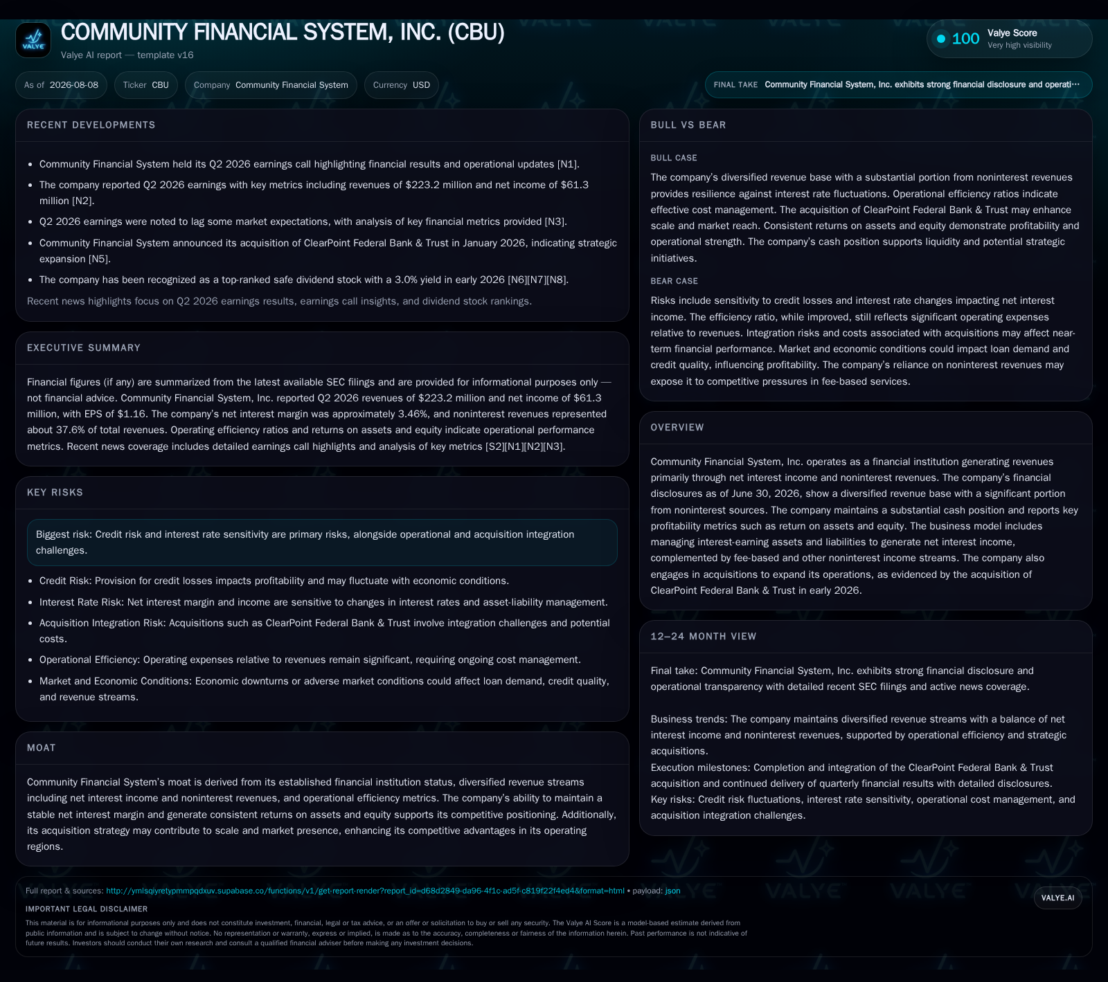 Community Financial System Expands Scale with Acquisition While Maintaining Stable Margins