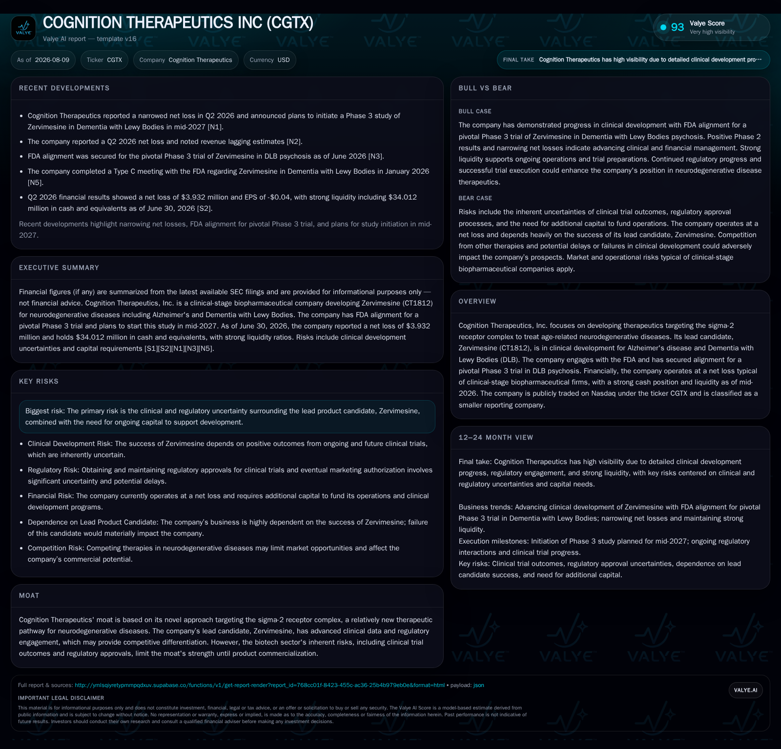 Cognition Therapeutics Advances Zervimesine Development with Phase 3 Plans Amid Strong Cash Position