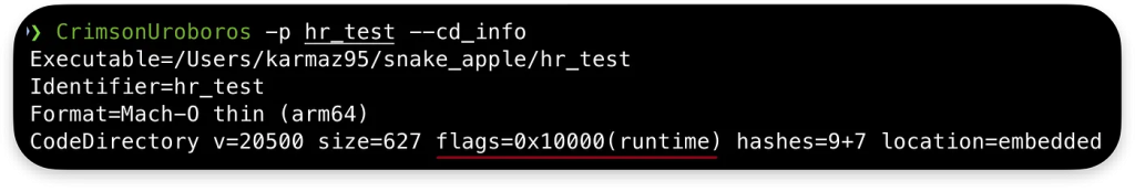 Code signing flags for Hardened Runtime zero day vulnerability prevention