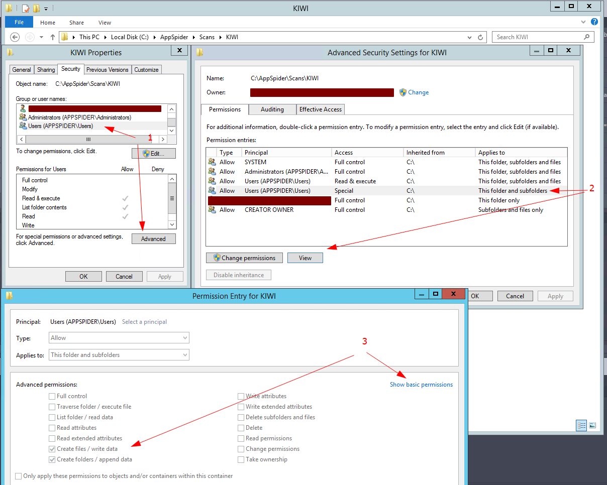 Windows ACL misconfiguration on AppSpider scan folder