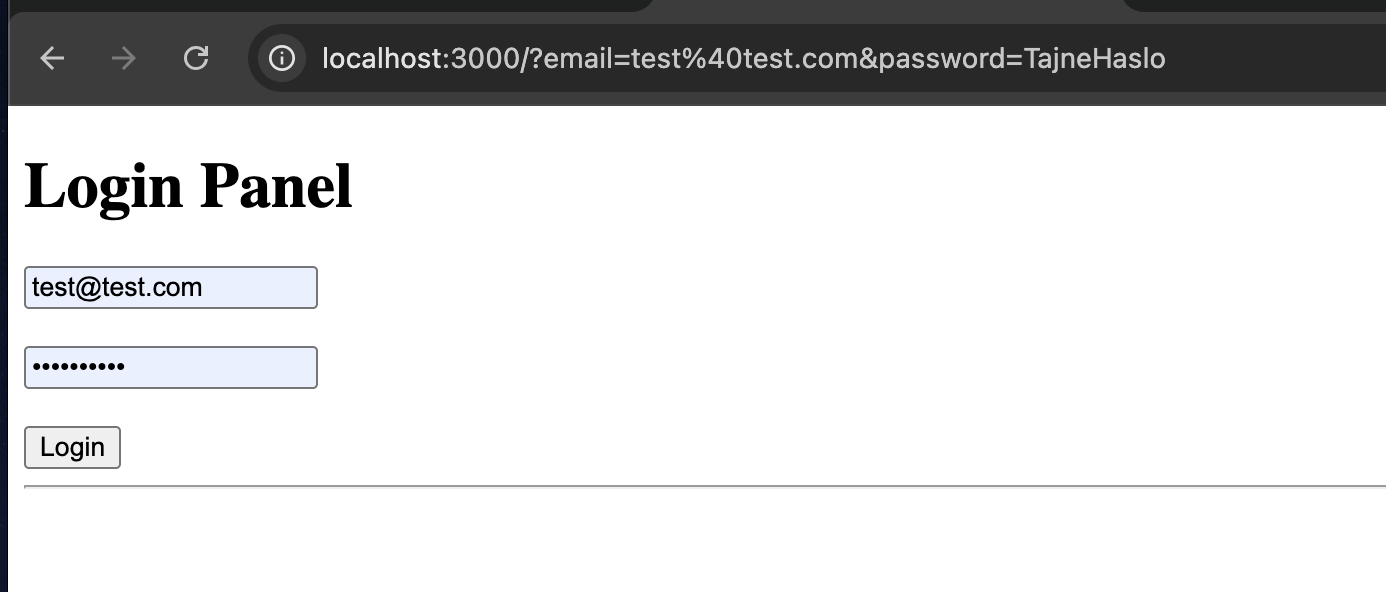 If the user clicks the button, the credentials land in the URL