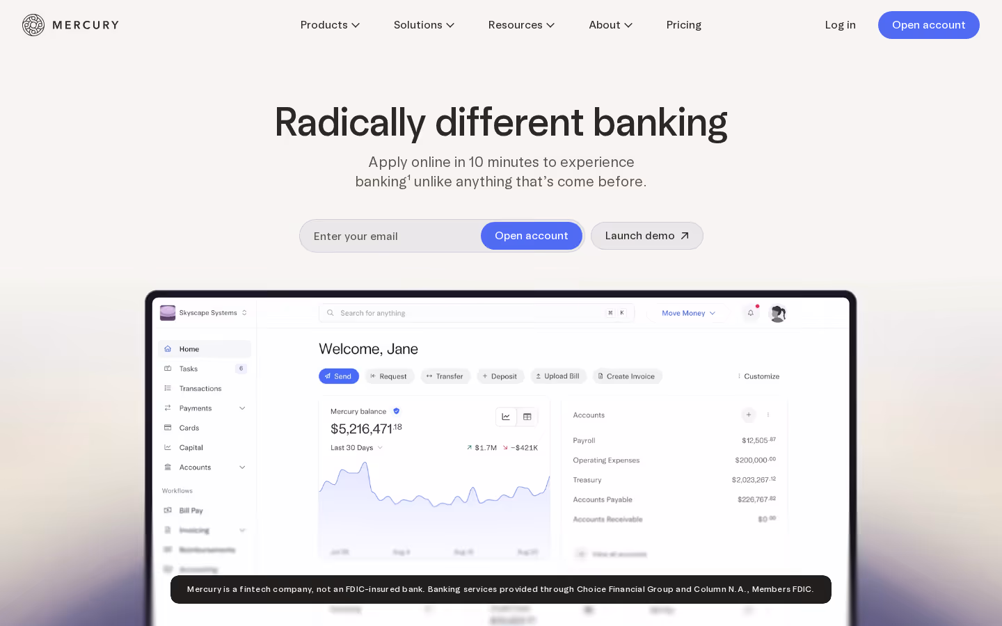 Mercury homepage screenshot
