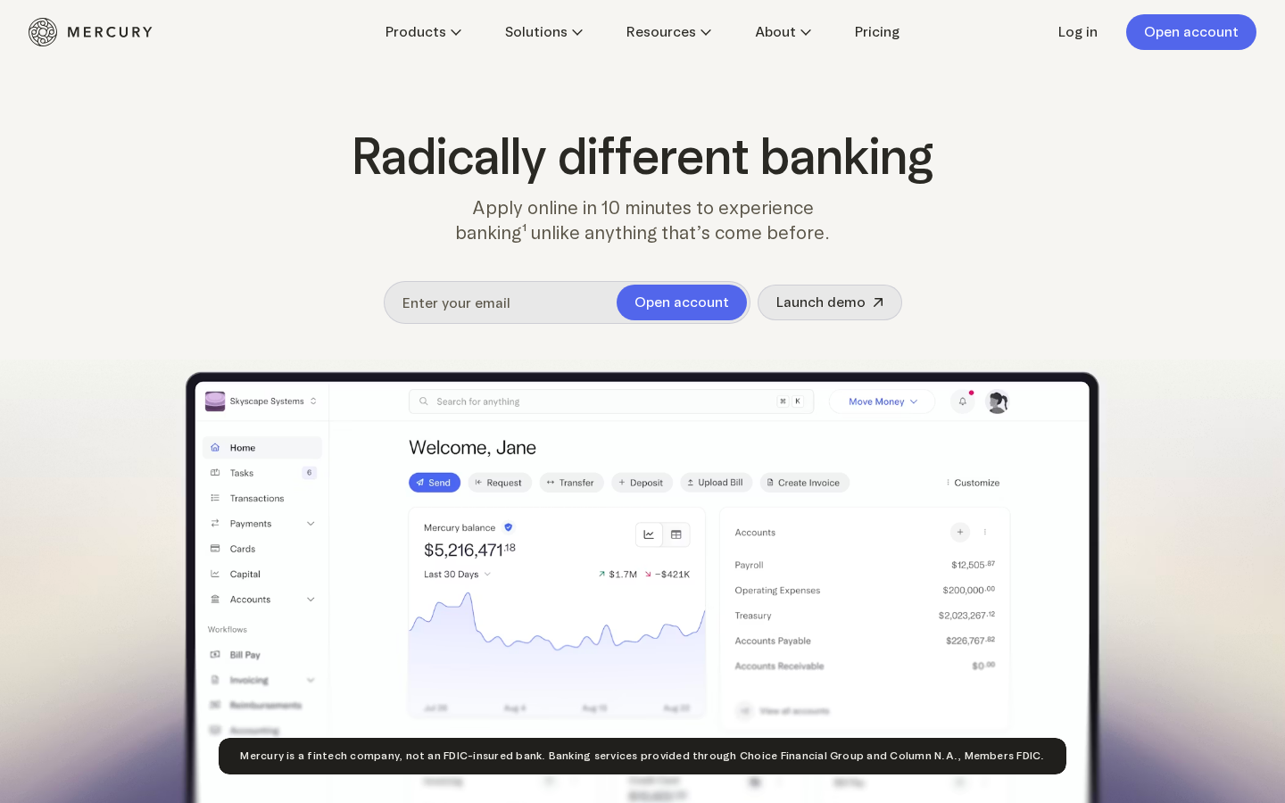 Mercury homepage screenshot