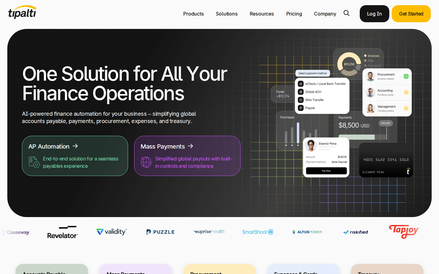 Tipalti homepage screenshot