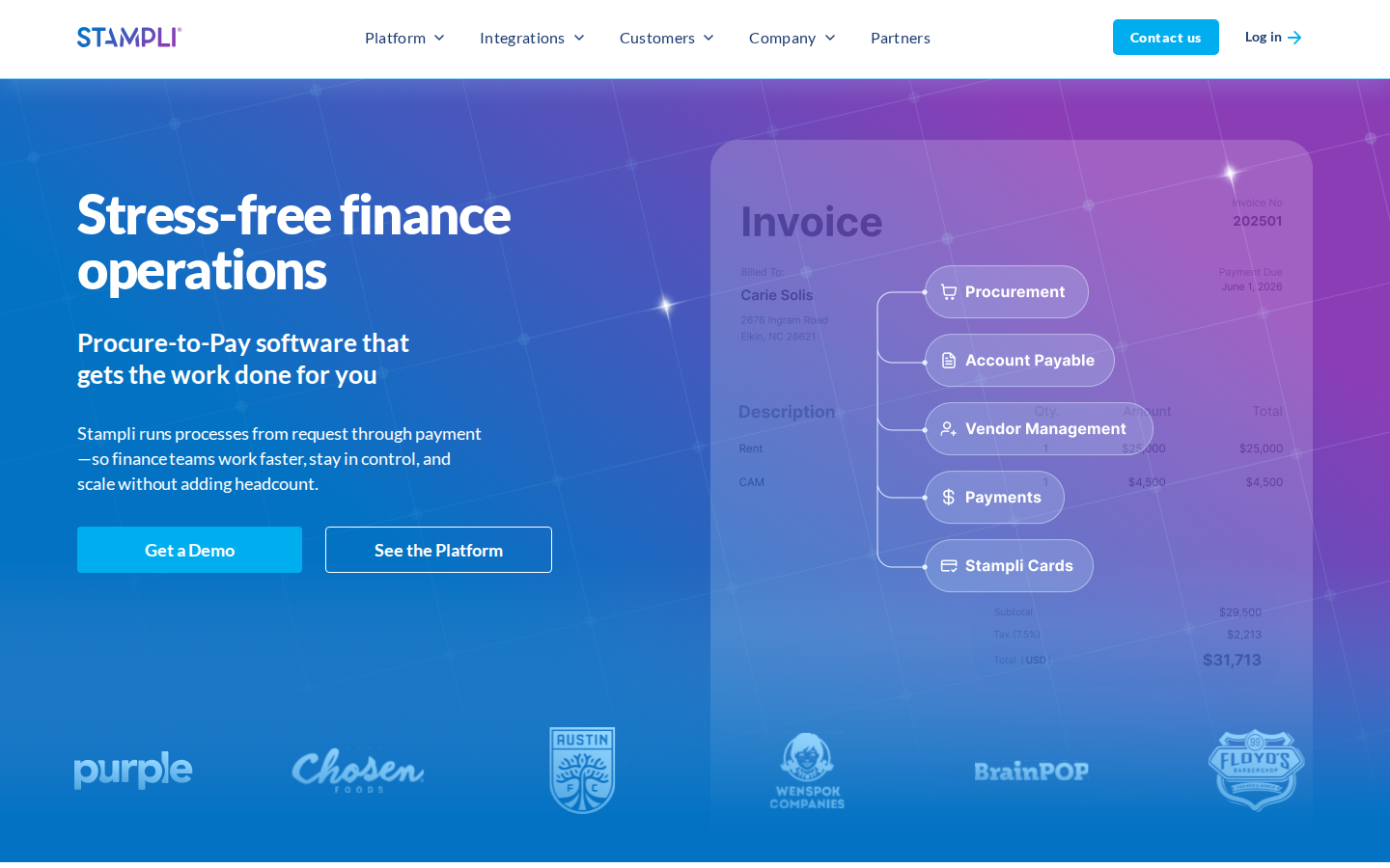 Stampli homepage screenshot