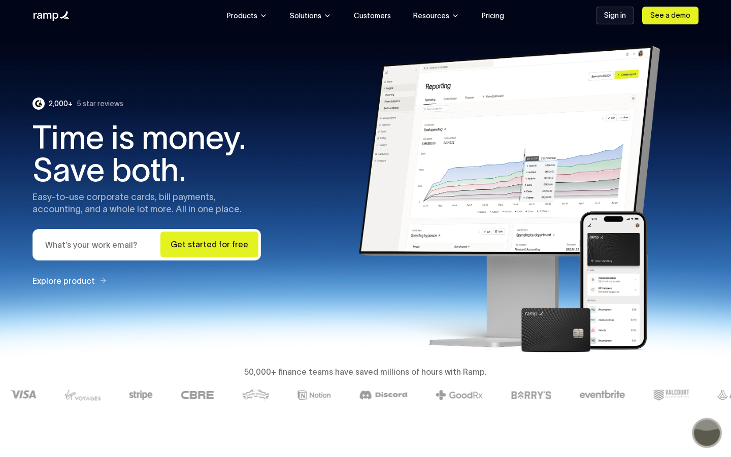 Ramp homepage screenshot