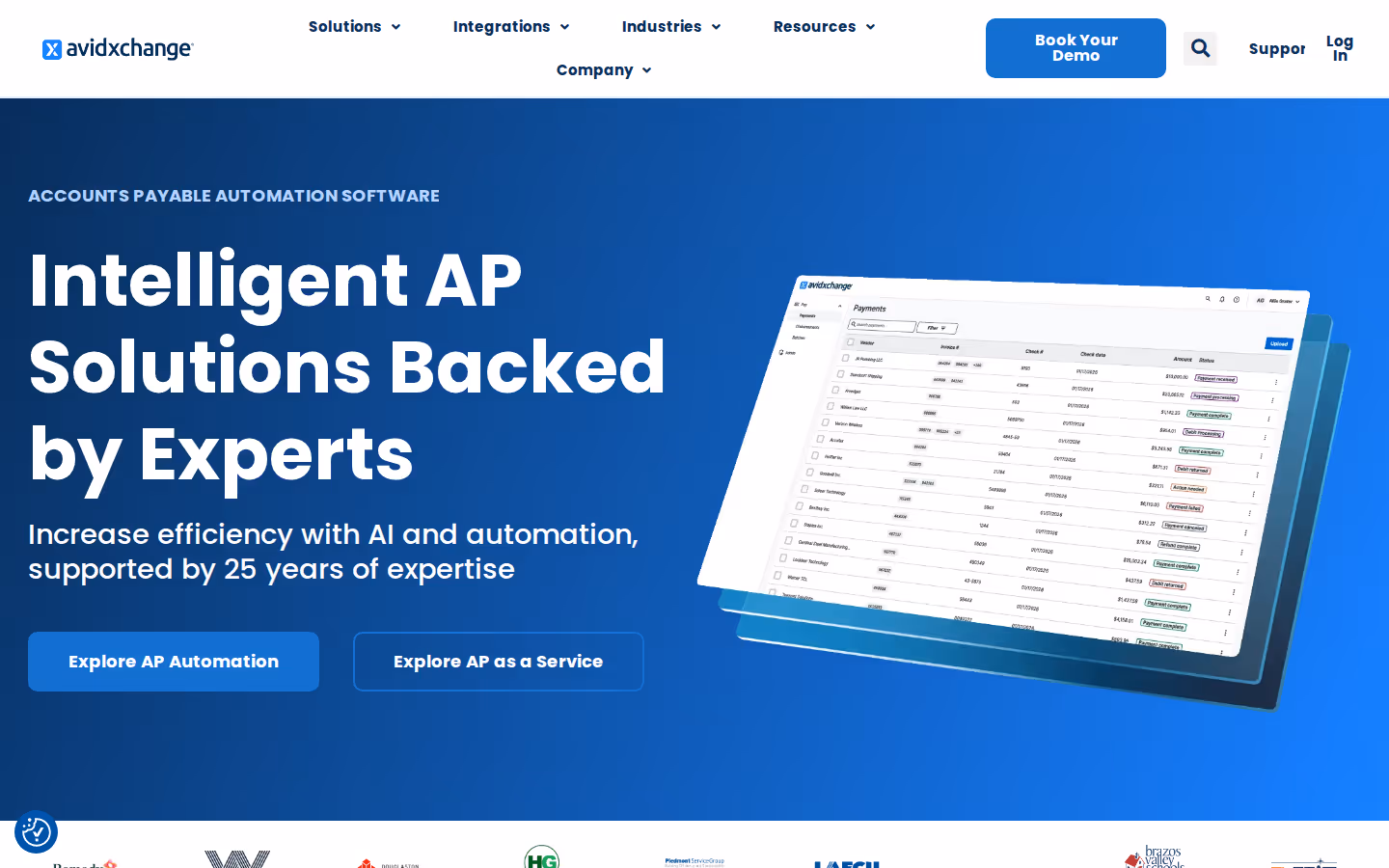 AvidXchange homepage screenshot