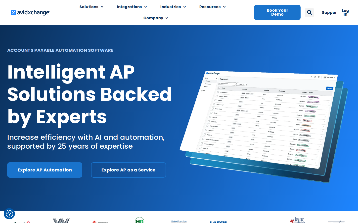 AvidXchange homepage screenshot