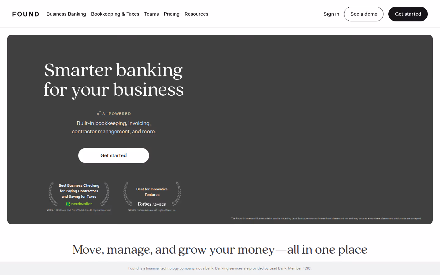 Found homepage screenshot