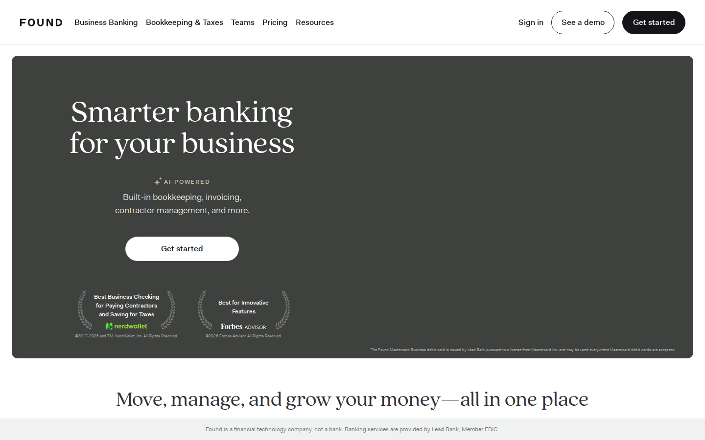 Found homepage screenshot