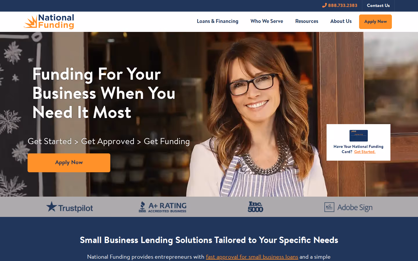National Funding homepage screenshot