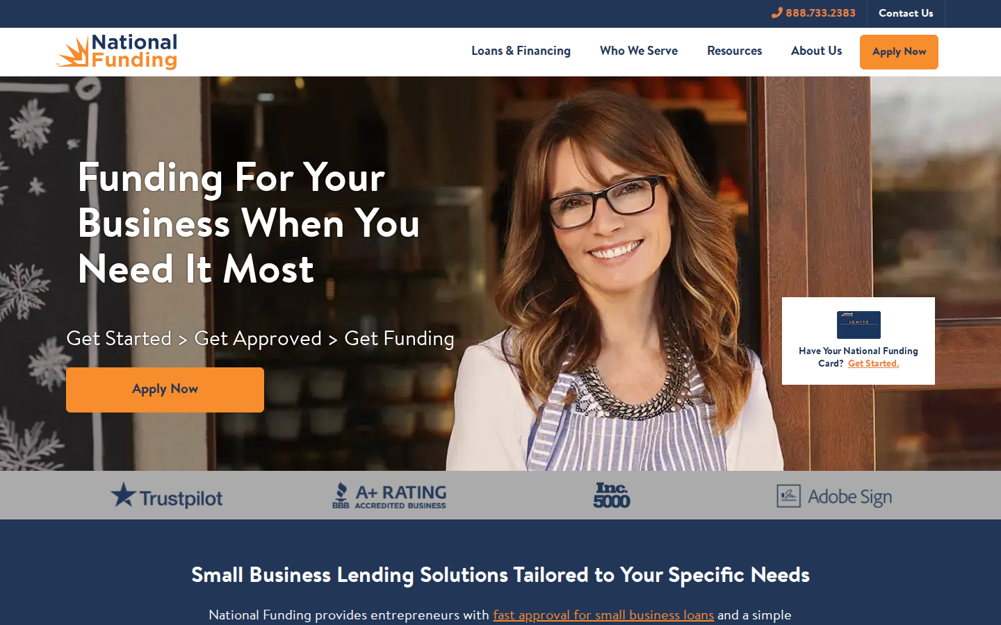 National Funding homepage screenshot