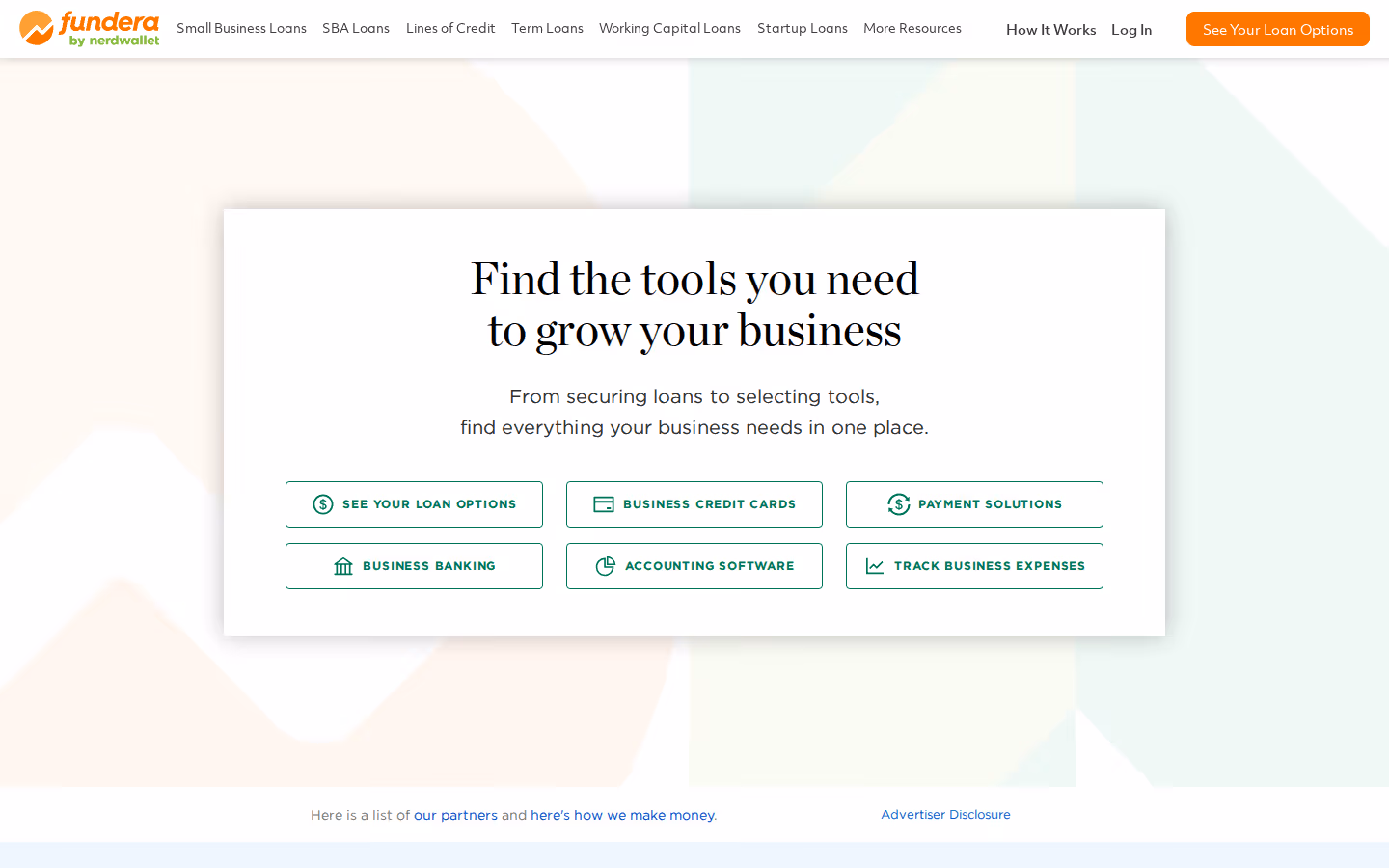 Fundera homepage screenshot