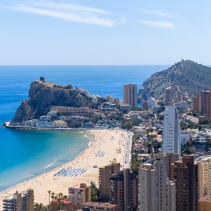 benidorm poniente beach panoramic views on the Costa Blanca North.