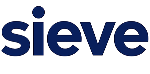 Sieve text logo in dark blue lowercase letters.