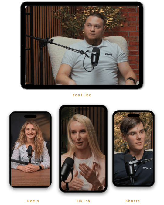 Podkāsta saturs YouTube, Reels, TikTok un Shorts formātos