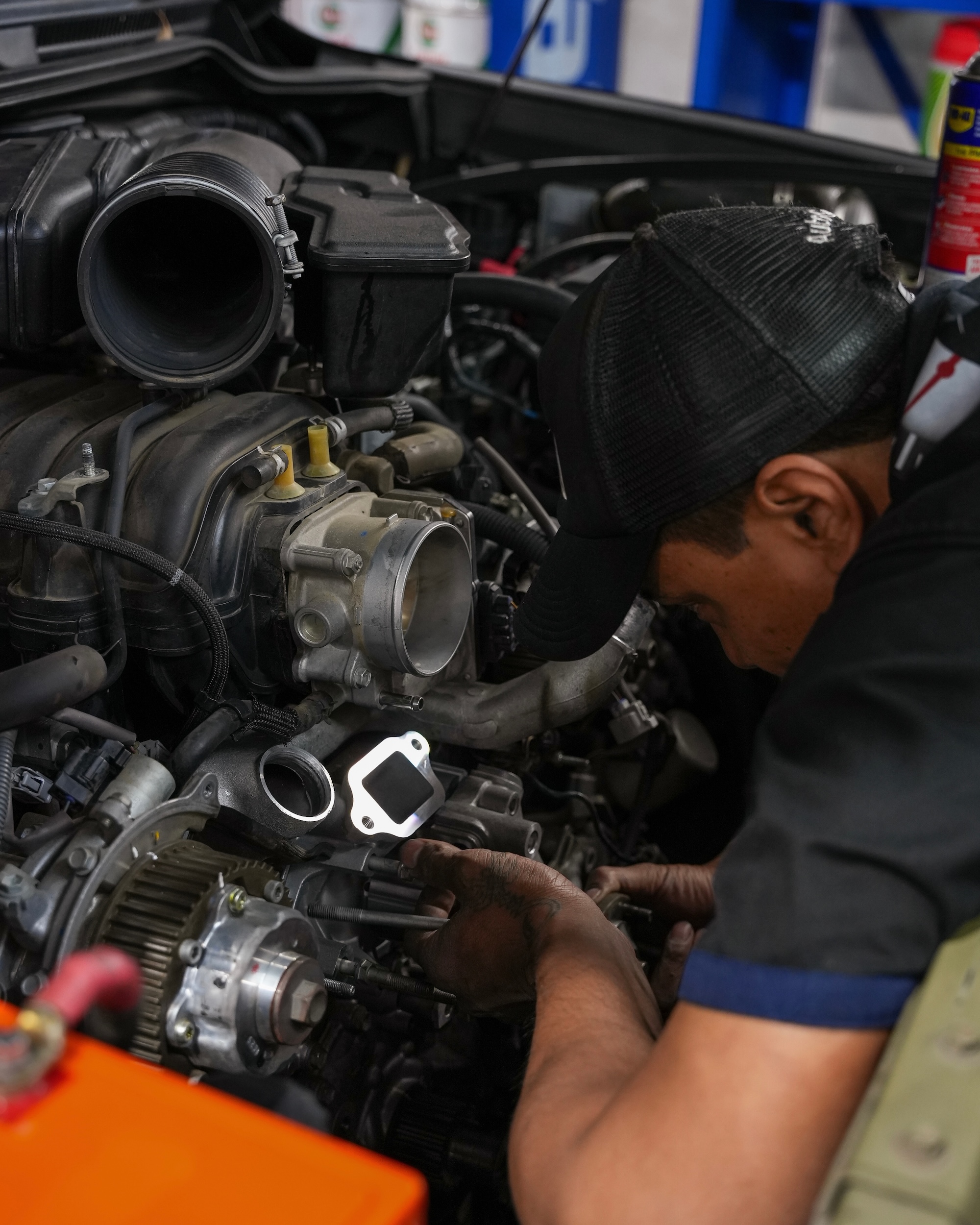 Detailed mechanical safety inspection of internal engine components to ensure vehicle roadworthiness and reliability.