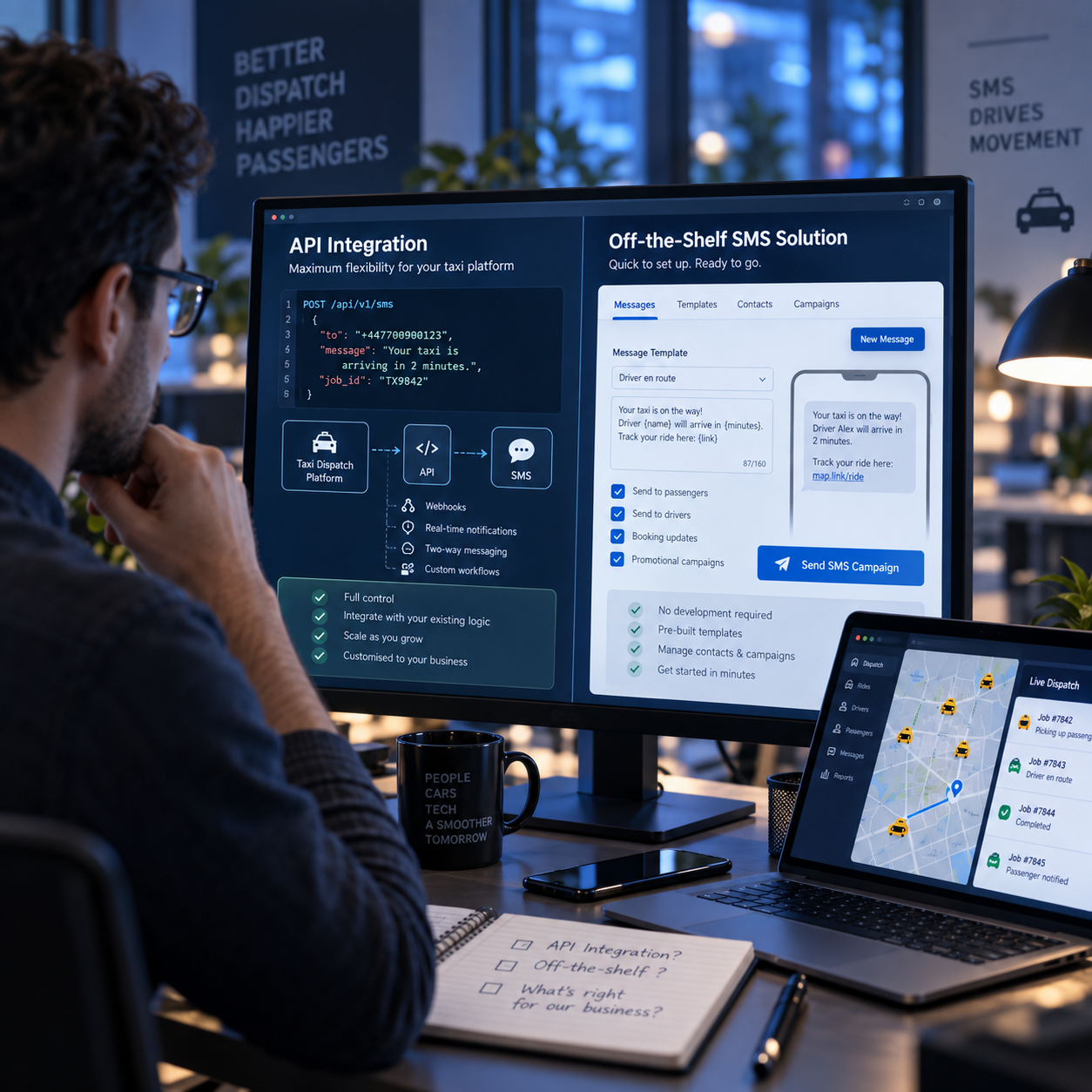 API vs Off-the-Shelf: What Taxi Software Vendors Should Look for in an SMS Provider