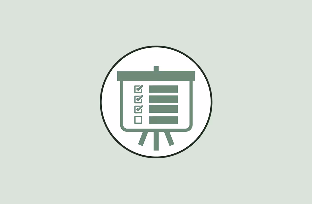Icon of a presentation board on a tripod with a checklist showing three checked boxes and one unchecked box.