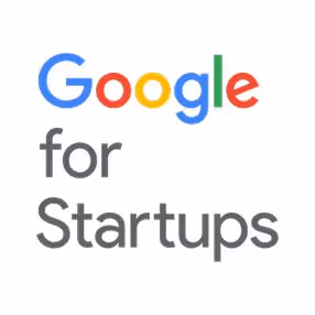 Google for Startups logo with colorful Google text above gray 'for Startups' text.