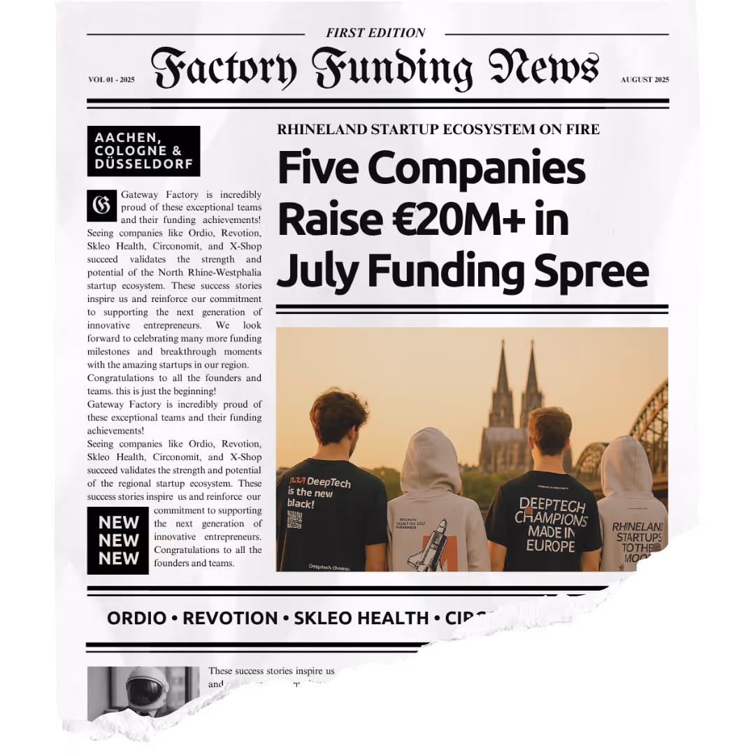 Eine Zeitungsseite mit dem Titel "Gateway Funding News" und angedeuteten Texten und Titeln, sowie einem kleineren Bild. 