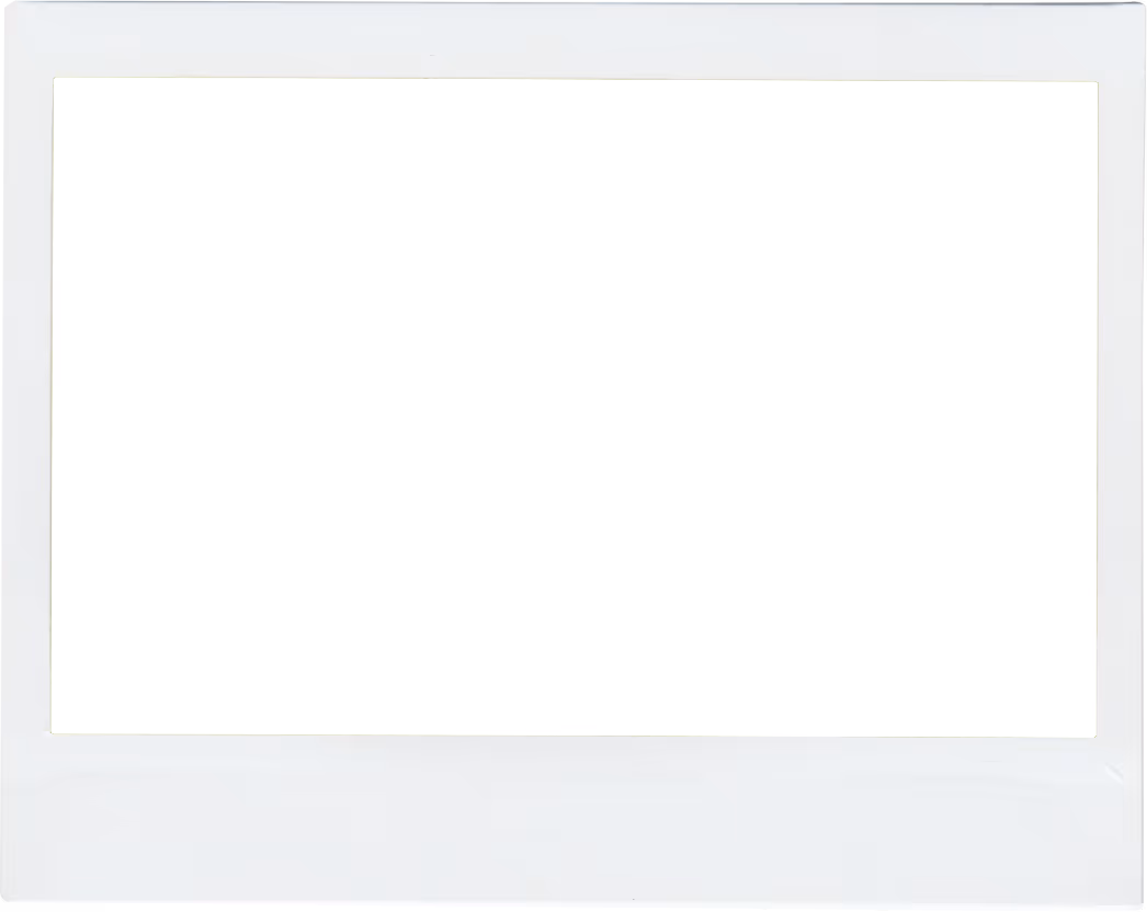 Blank white Polaroid photo frame with wide bottom border.