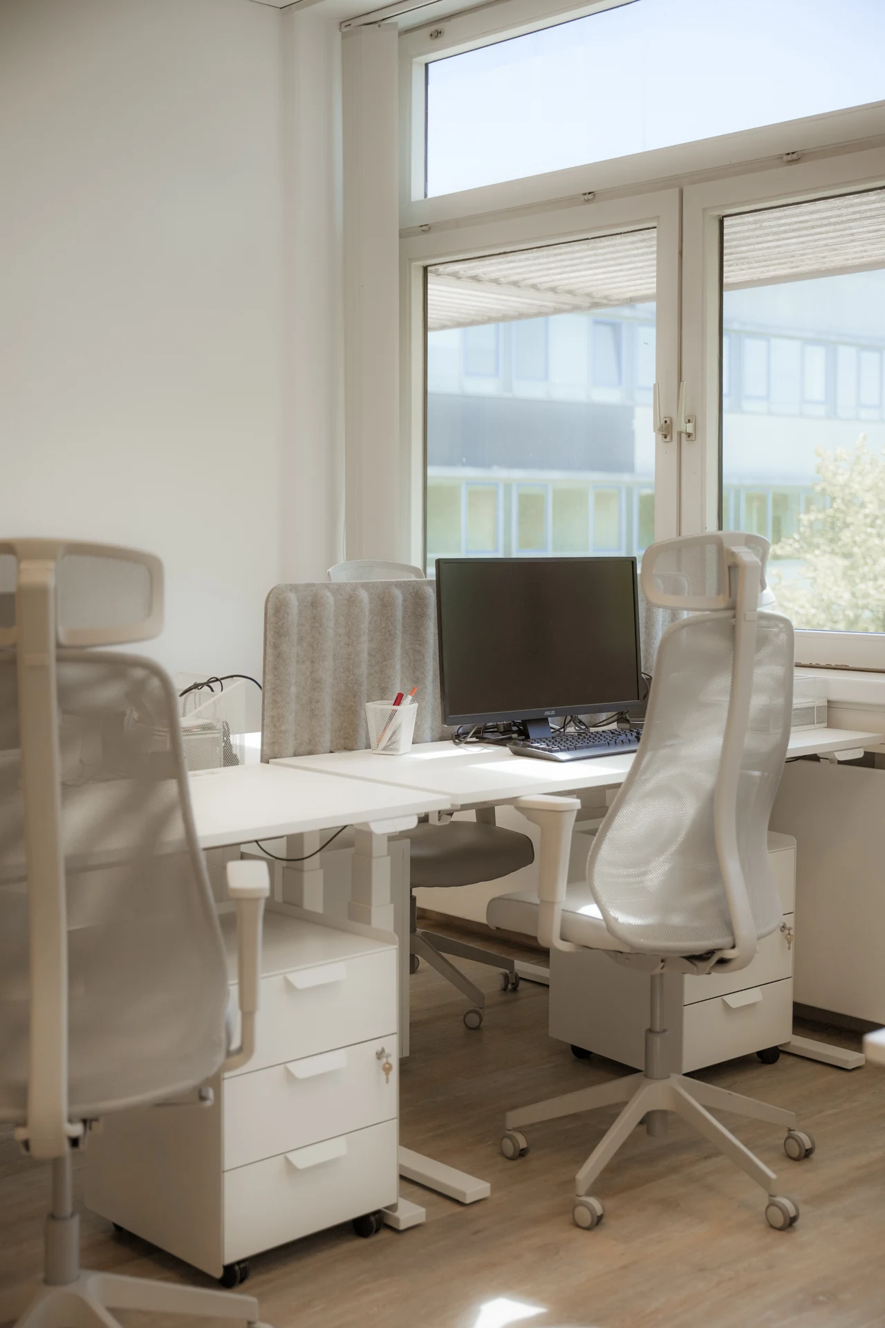 Office desks in the Shared Lab