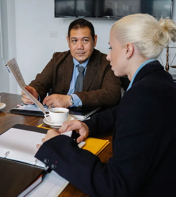 Two people having a meeting