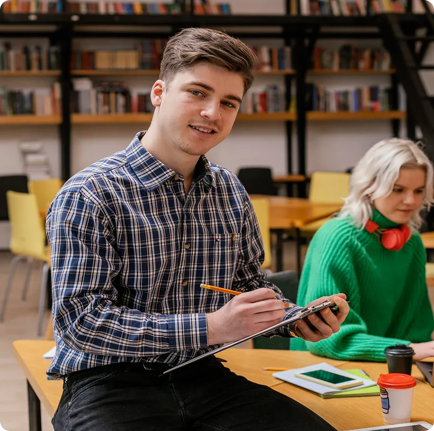 An illustration showing a person in a blue shirt examining documents with a magnifying glass, representing academic monitoring and grade tracking. The image includes text reading "Build a Solid Academic Foundation" and "Grades now impact" with the "Fast Track by Your Future Blueprint" logo, conveying a message about the importance of academic performance.