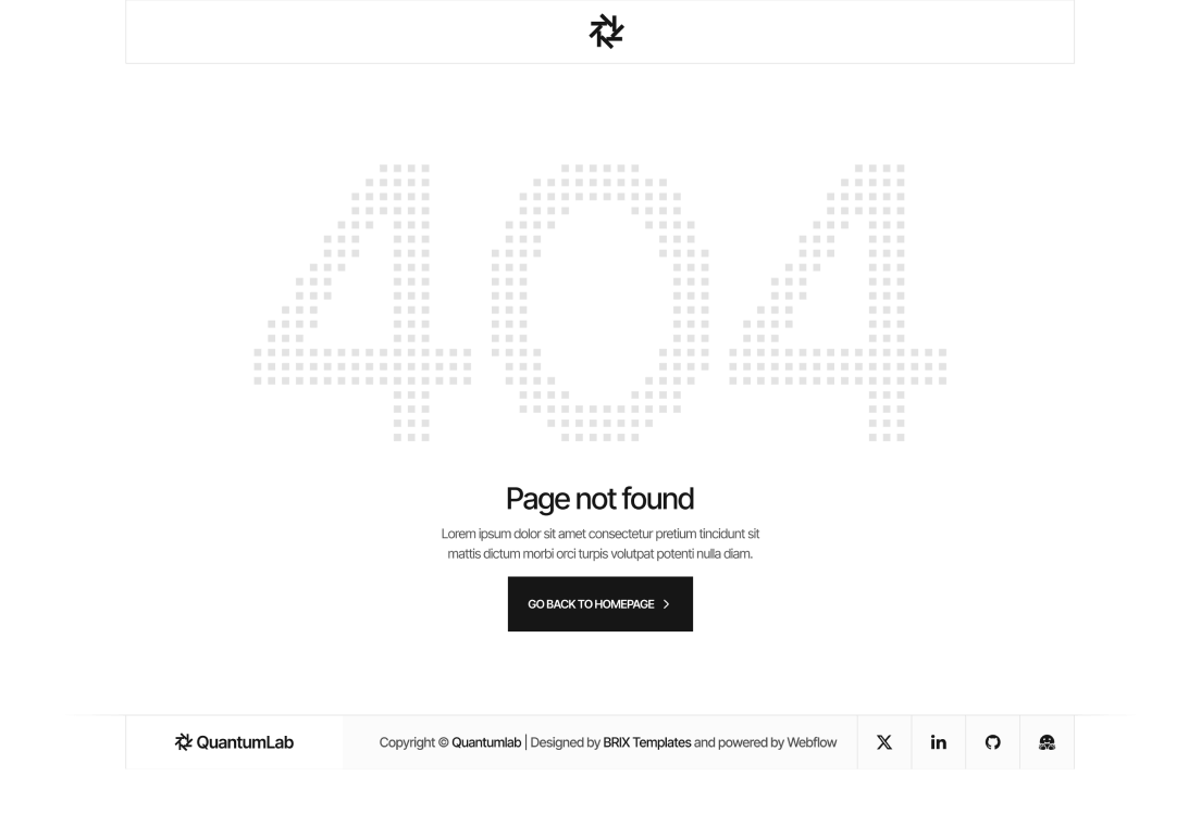 404 Page - Quantum | Webflow Template