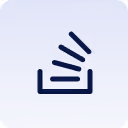 Stack Overflow logo featuring a stylized stack of lines rising from a base.