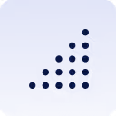 Ascending diagonal pattern of 14 black dots on a blue background.