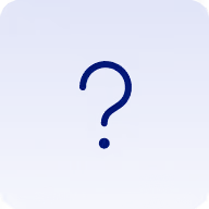 Dark blue question mark centered on a solid blue background.