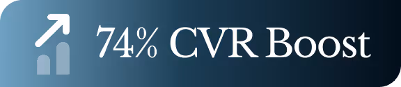 74% conversion rate boost badge