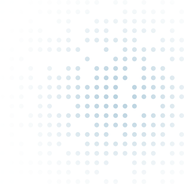 Grid of evenly spaced blue and turquoise dots forming diagonal and wave-like patterns on a transparent background.