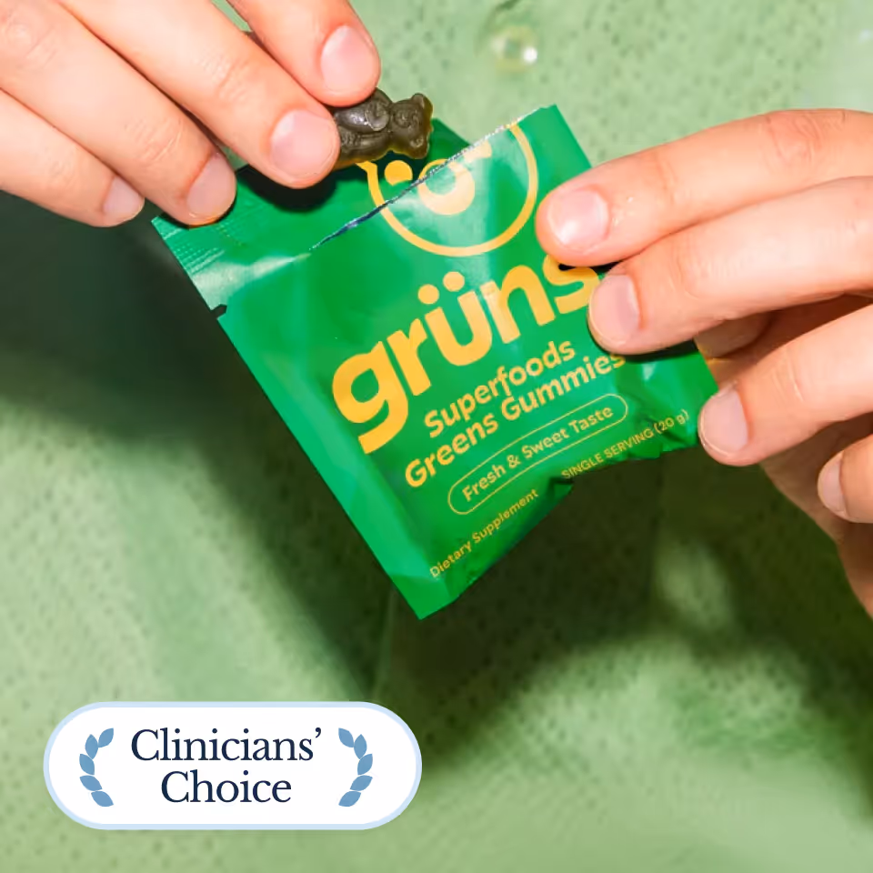 Gruns product with the clinicians badge