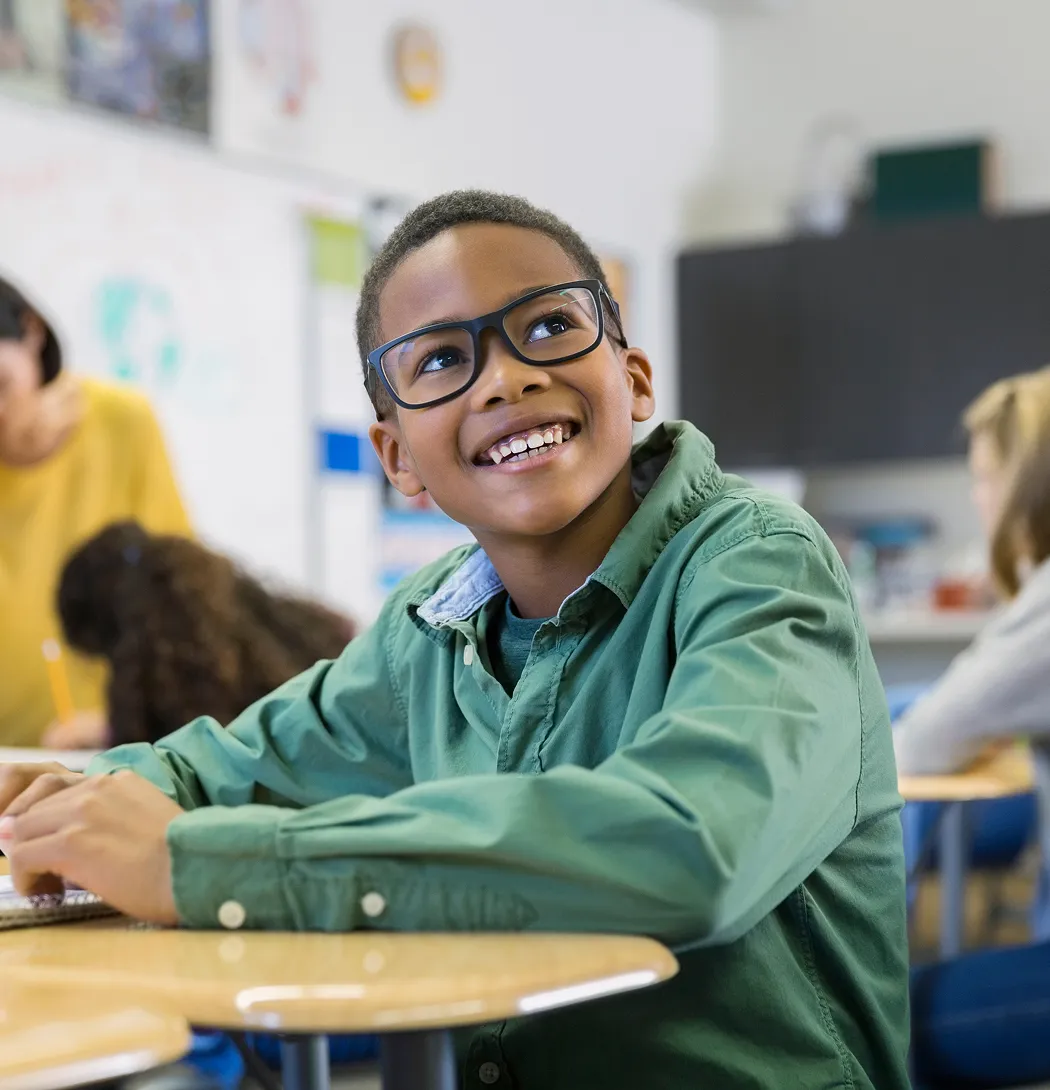 Student engaging with AI-powered micro-learning in class.