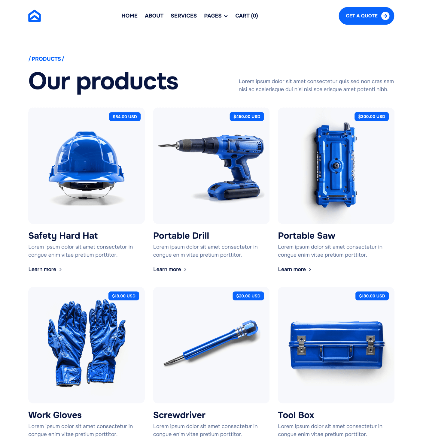 Homerepair X - Products Main Page - Handyman Webflow Template