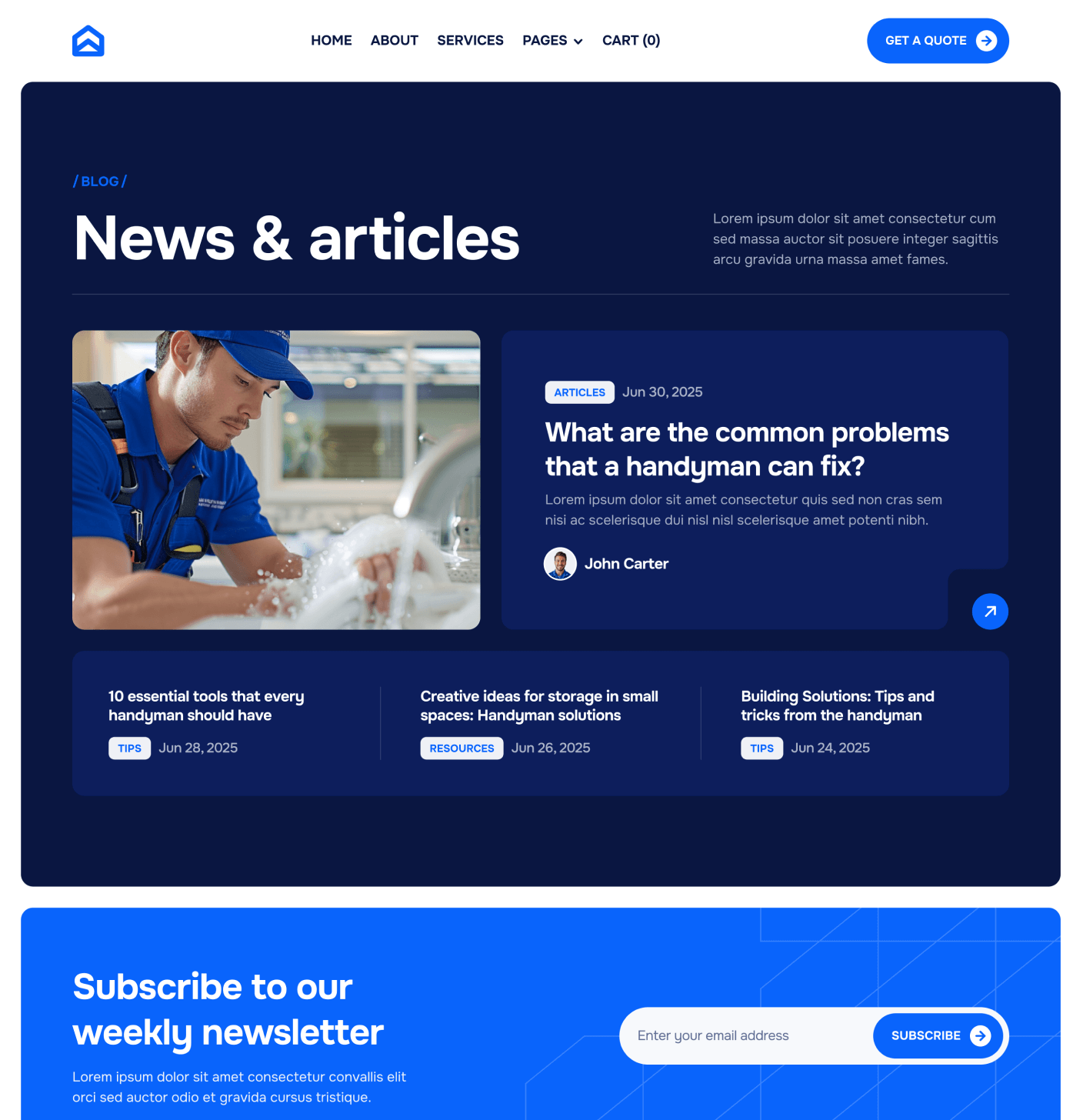 Homerepair X - Blog V1 Main Page - Handyman Webflow Template