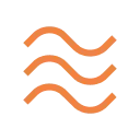 Abstract wavy lines in orange color representing water or fluid movement on a black background.