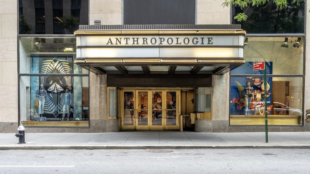 Anthropologie storefront in an urban city