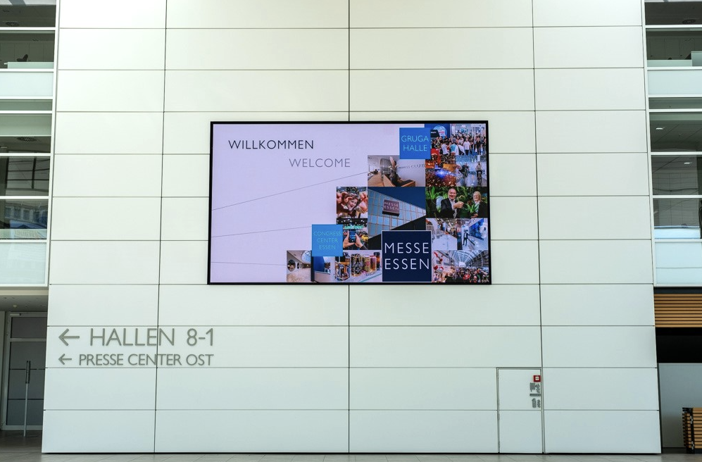 Digital Signage bei der Messe Essen für Welcome, Wegeleitung und Besucherinformation